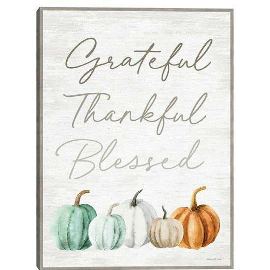 Home Decor * | Master Piece Grateful Thankful Blessed Framed Canvas Wall Art