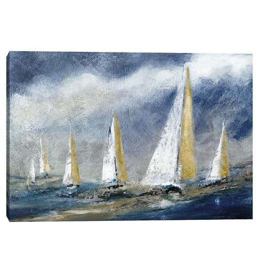 Home Decor * | Master Piece Indigo Swells Sailboat Canvas Wall Art