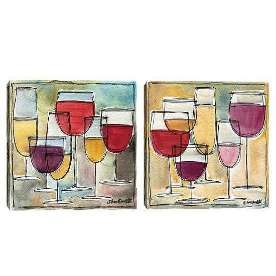 Home Decor * | Master Piece Wine Glass I & Iv Canvas Wall Art 2-Piece Set