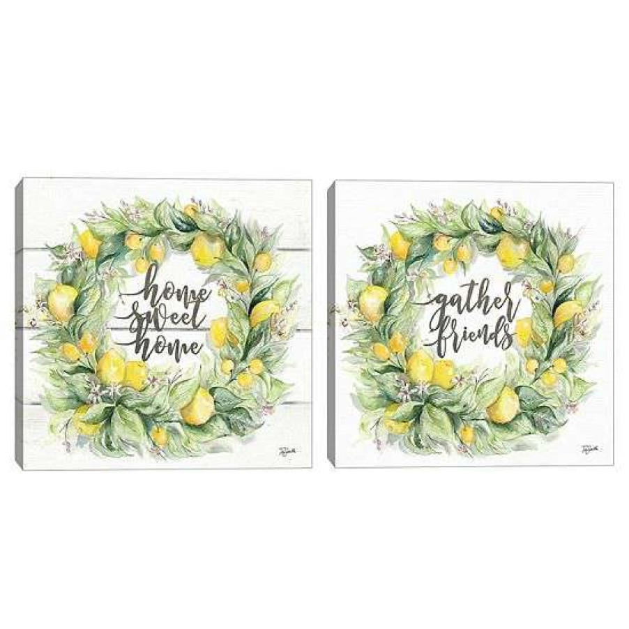 Home Decor * | Master Piece Watercolor Lemon Wreath Gather & Home Wall Decor