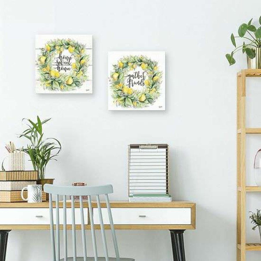 Home Decor * | Master Piece Watercolor Lemon Wreath Gather & Home Wall Decor