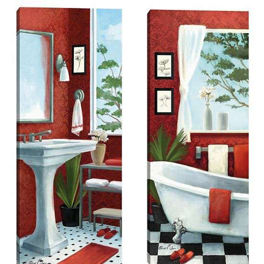 Home Decor * | Master Piece Bath With A View I & Ii Canvas Wall Art 2-Piece Set