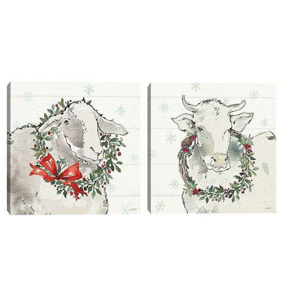 Home Decor * | Master Piece Modern Farmhouse Xii Christmas & Modern Farmhouse Xiii Christmas Canvas Wall Art 2-Piece Set