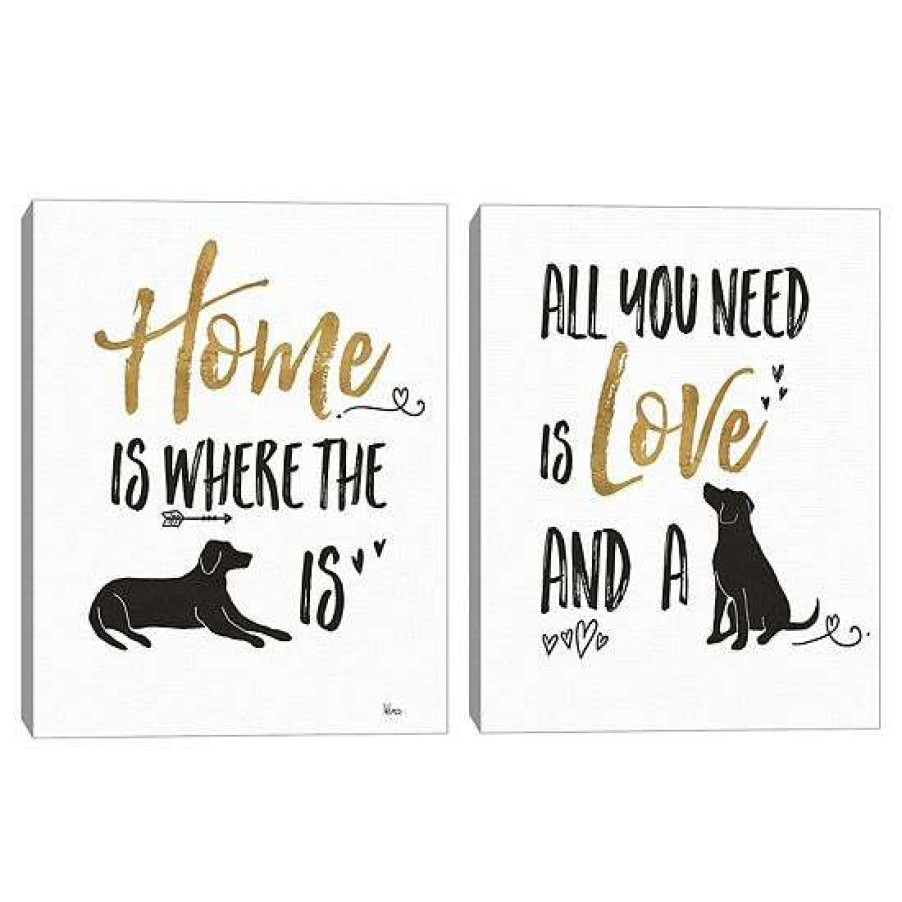 Home Decor * | Master Piece Pet Love I & Ii Dog Canvas Wall Art 2-Piece Set