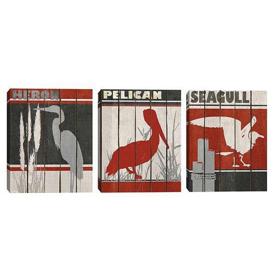 Home Decor * | Master Piece Heron Pelican Seagull Canvas Wall Art 3-Piece Set