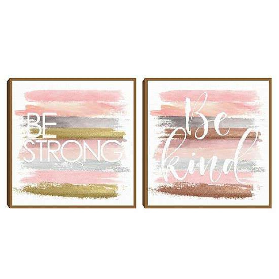 Home Decor * | Master Piece Be Kind Script 2 & Be Strong Rose Canvas Wall Art 2-Piece Set