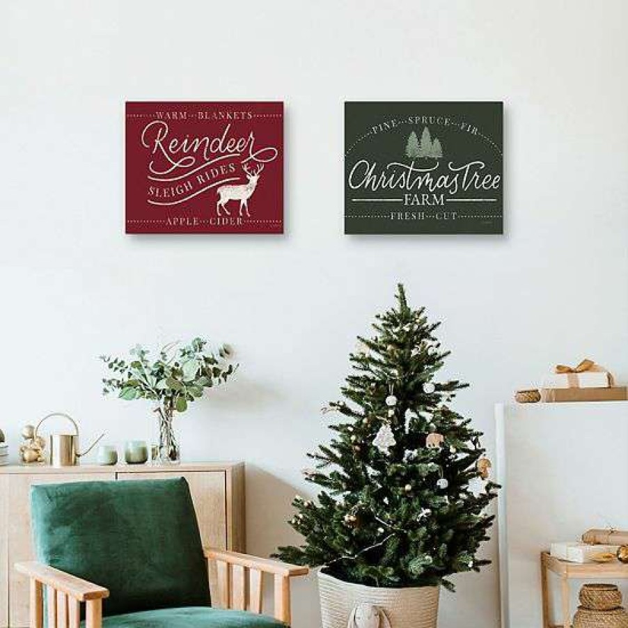 Home Decor * | Master Piece Vintage Christmas Iii Red & I Green Wall Decor