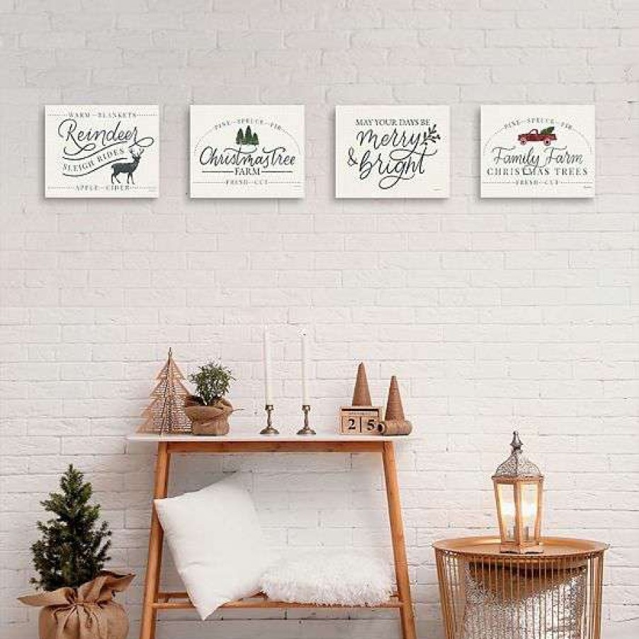 Home Decor * | Master Piece Vintage Christmas Iii, Vintage Christmas Sign I, Vintage Christmas V & Vintage Christmas Vii Canvas Wall Art 4-Piece Set