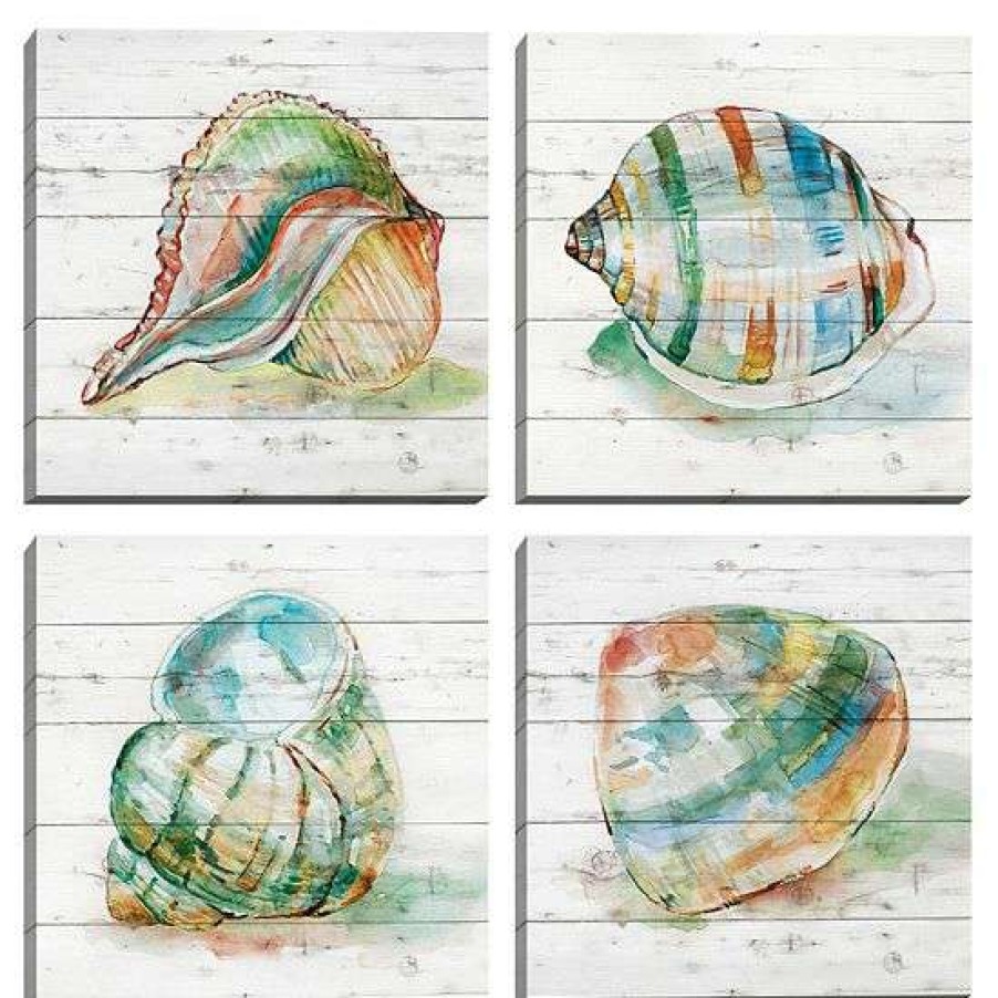 Home Decor * | Master Piece Tye Dyed Shell I Ii Iii & Iv Canvas Wall Art 4-Piece Set