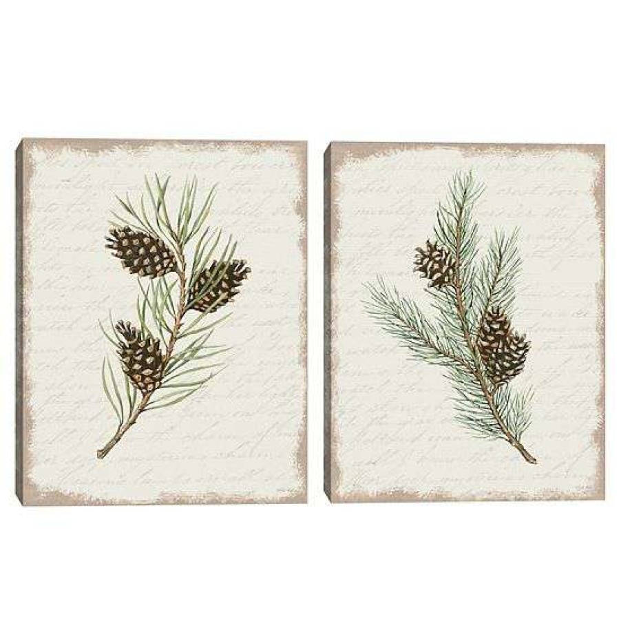 Home Decor * | Master Piece Pine Cone Botanical I & Pine Cone Botanical Ii Canvas Wall Art 2-Piece Set